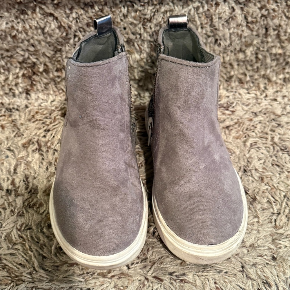 Gray Suede Glitter back Ankle Boots